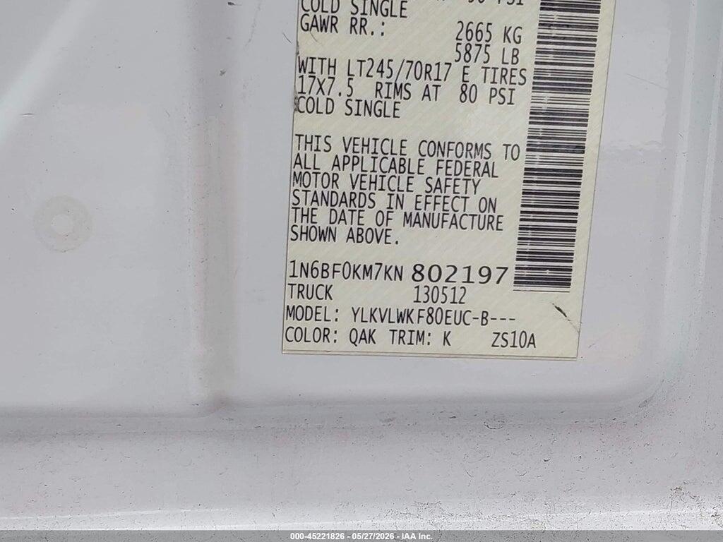 1N6BF0KM7KN802197 2019 NISSAN NV CARGO NV1500 photo no. 9