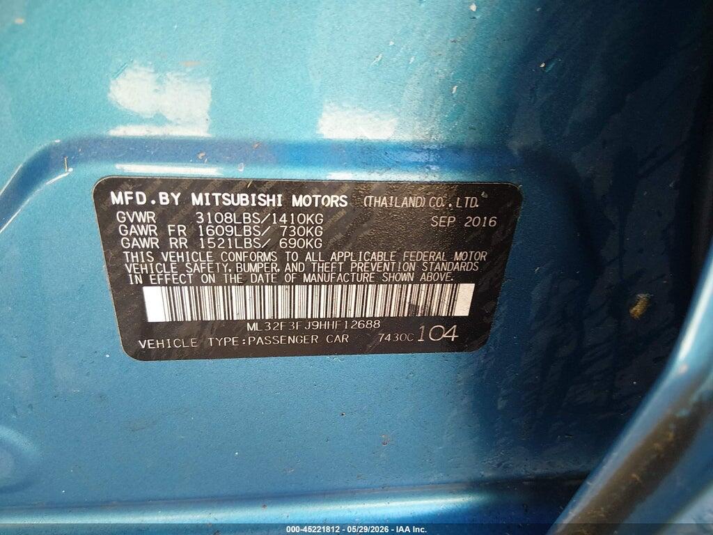 ML32F3FJ9HHF12688 2017 MITSUBISHI MIRAGE G4 photo no. 9