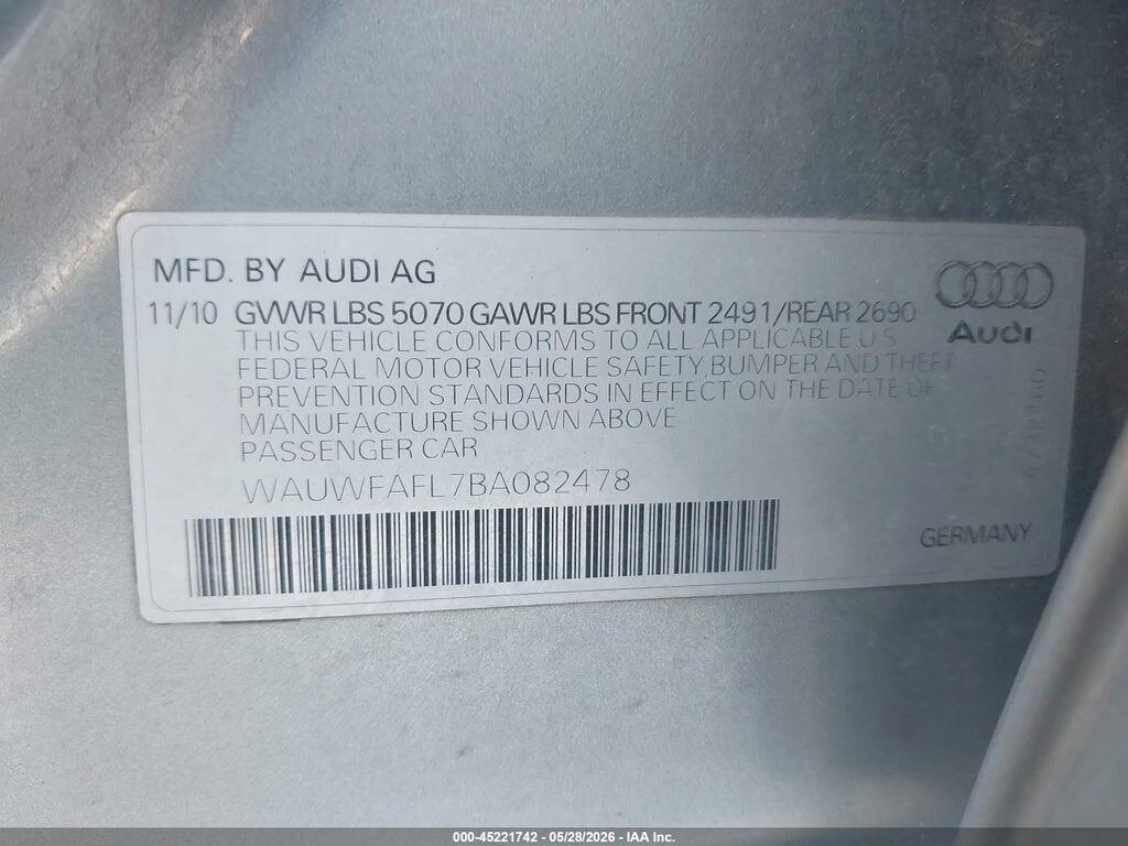 WAUWFAFL7BA082478 2011 AUDI A4 photo no. 9