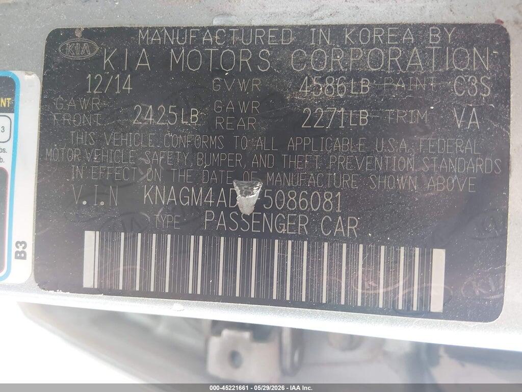 KNAGM4AD8F5086081 2015 KIA OPTIMA HYBRID photo no. 9