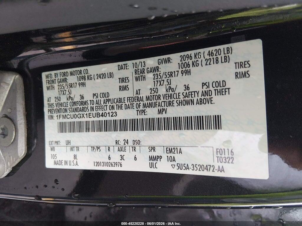 1FMCU0GX1EUB40123 2014 FORD ESCAPE photo no. 9