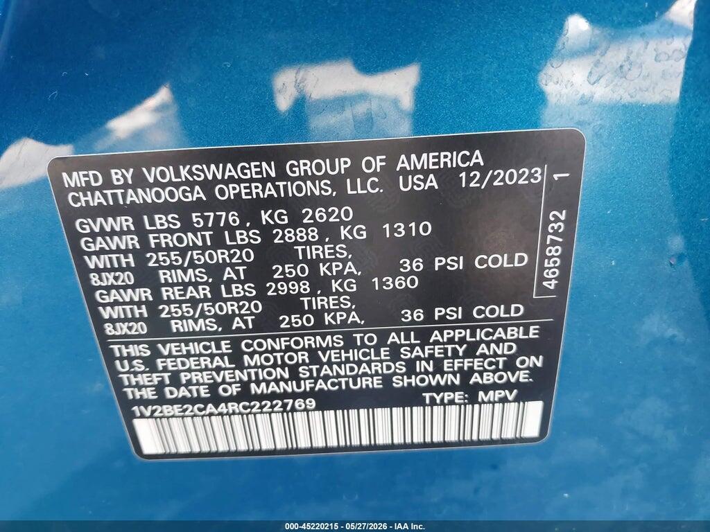 1V2BE2CA4RC222769 2024 VOLKSWAGEN ATLAS CROSS SPORT photo no. 9