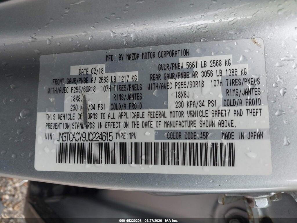 JM3TCACY9J0224615 2018 MAZDA CX-9 photo no. 9