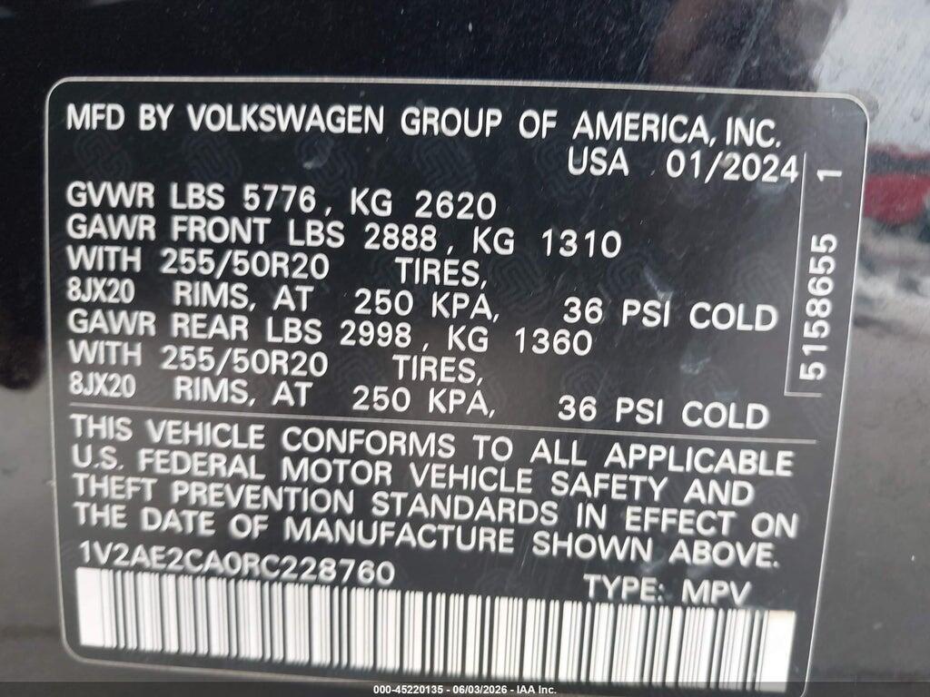 1V2AE2CA0RC228760 2024 VOLKSWAGEN ATLAS CROSS SPORT photo no. 9