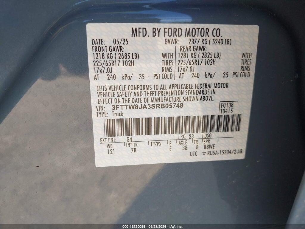 3FTTW8JA3SRB05748 2025 FORD MAVERICK photo no. 9