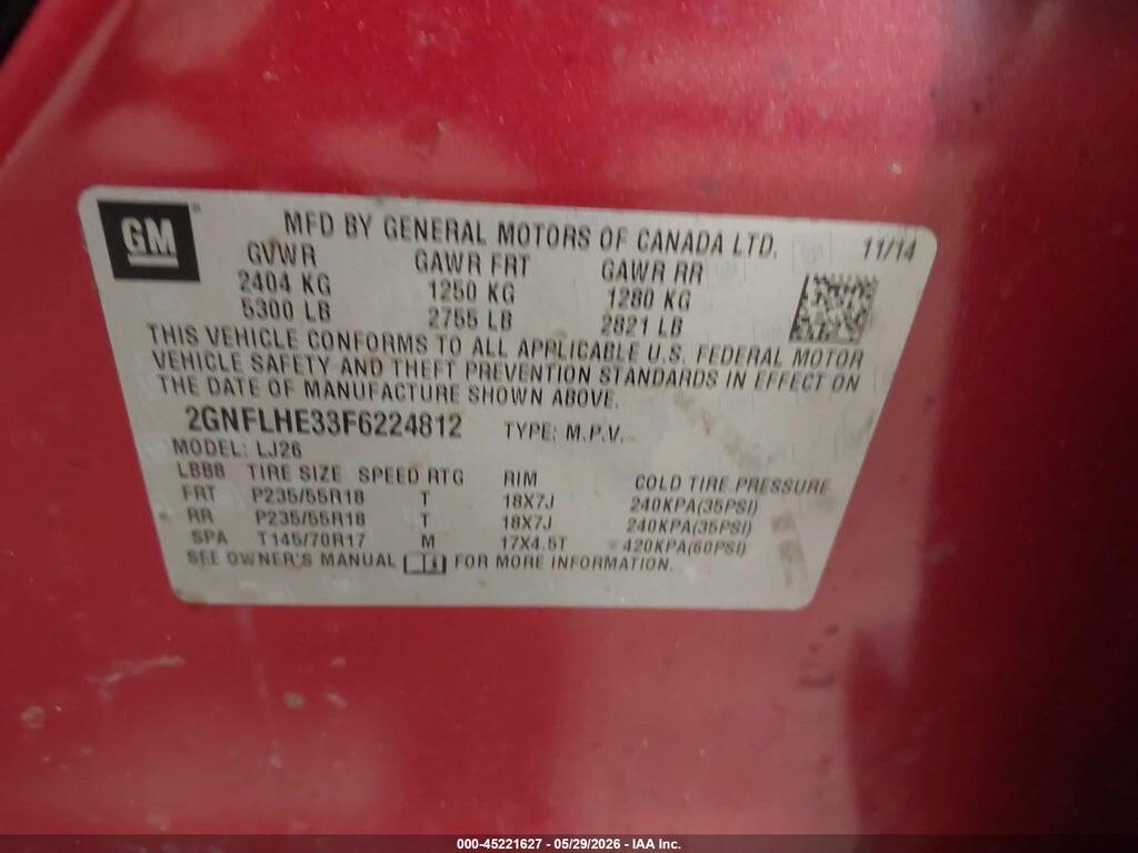 2GNFLHE33F6224812 2015 CHEVROLET EQUINOX photo no. 9