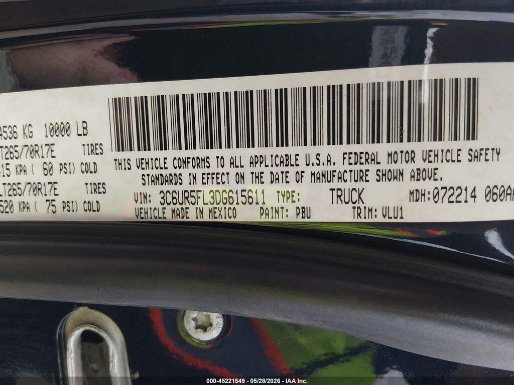 3C6UR5FL3DG615611 2013 RAM 2500 photo no. 9