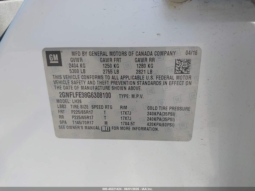 2GNFLFE38G6308100 2016 CHEVROLET EQUINOX photo no. 9