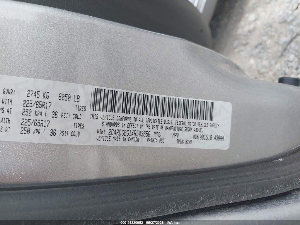 2C4RDGBG1KR503656 2019 DODGE GRAND CARAVAN photo no. 9