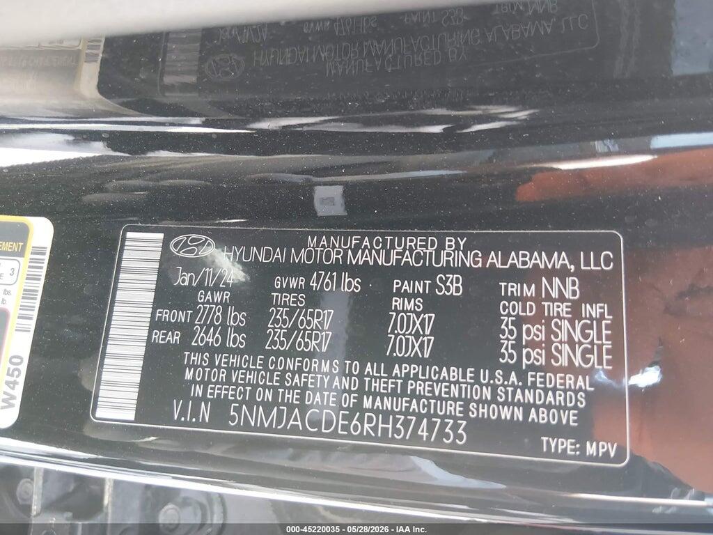 5NMJACDE6RH374733 2024 HYUNDAI TUCSON photo no. 9