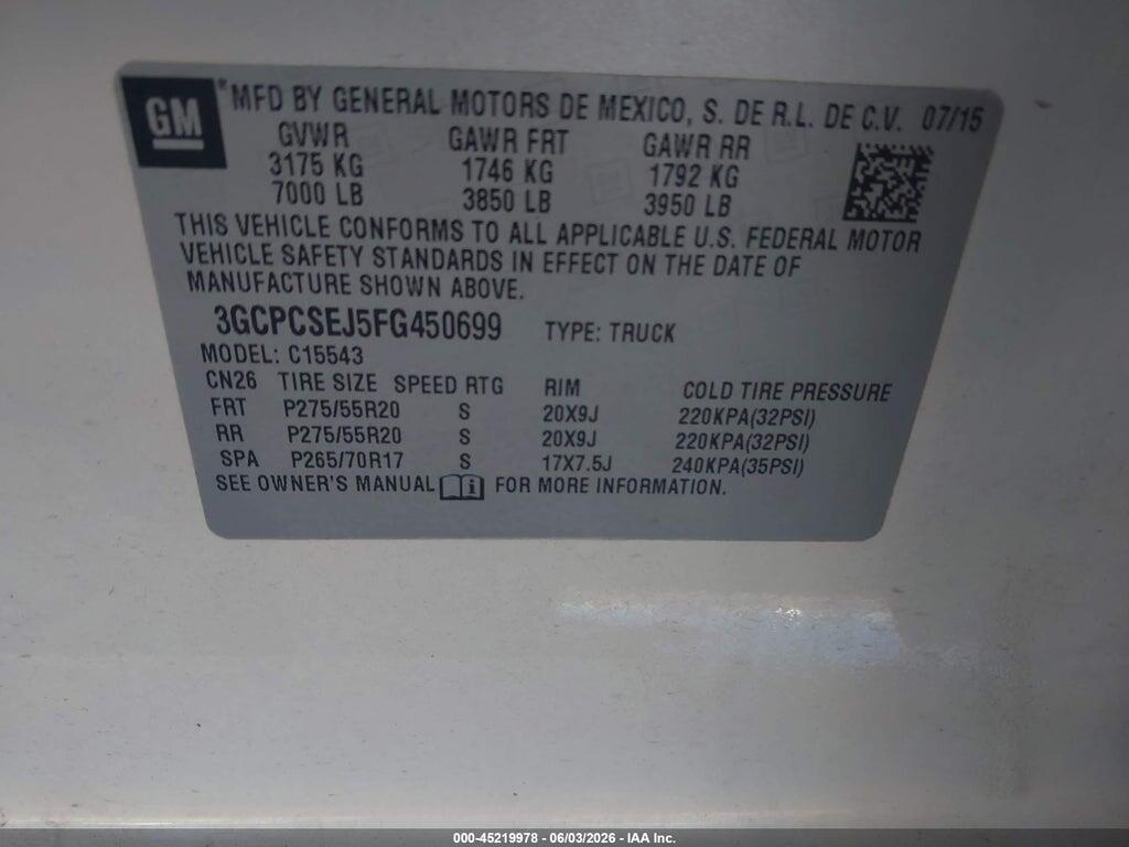 3GCPCSEJ5FG450699 2015 CHEVROLET SILVERADO 1500 photo no. 9