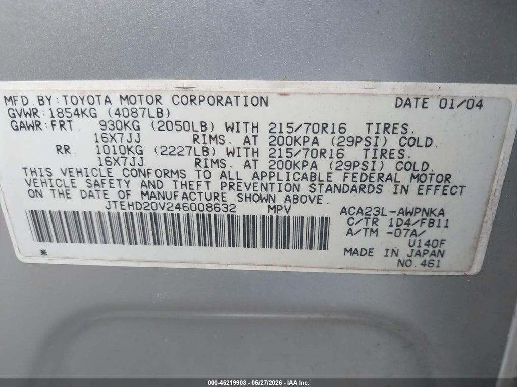 JTEHD20V246008632 2004 TOYOTA RAV4 photo no. 9