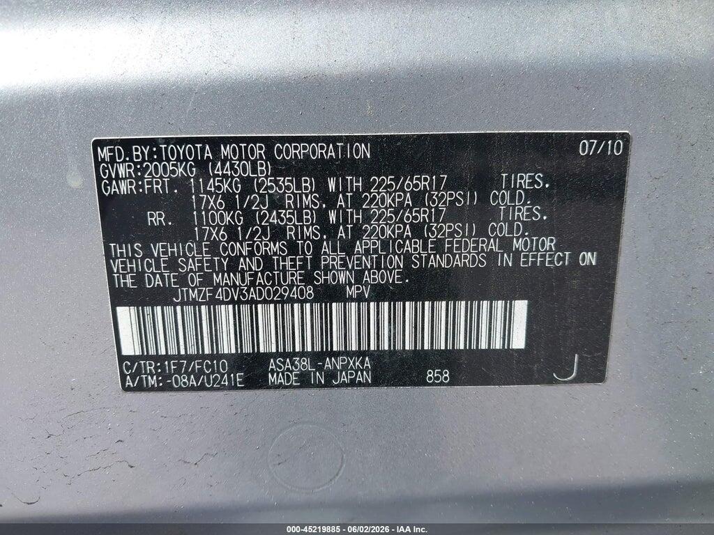 JTMZF4DV3AD029408 2010 TOYOTA RAV4 photo no. 9
