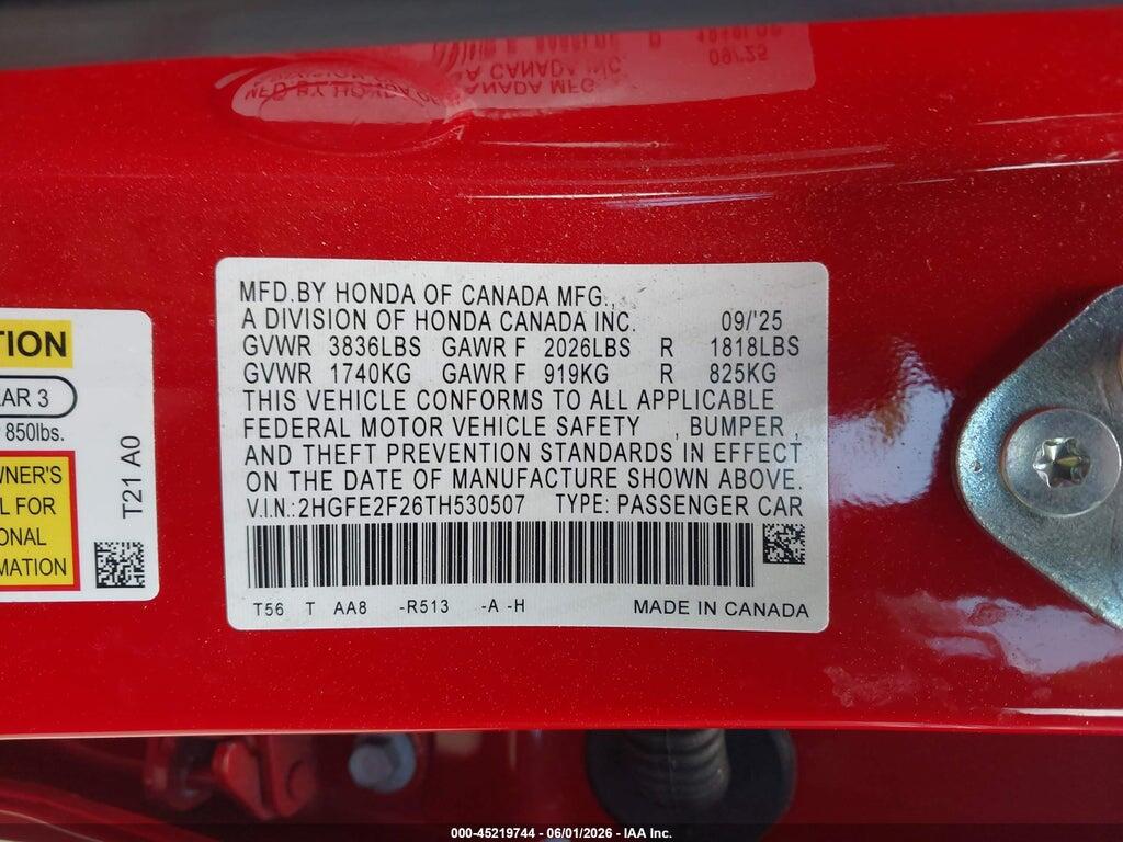 2HGFE2F26TH530507 2026 HONDA CIVIC photo no. 9