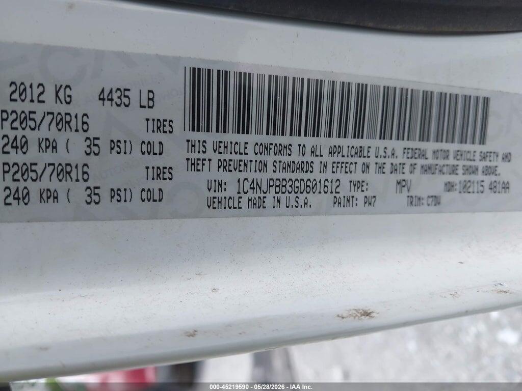 1C4NJPBB3GD601612 2016 JEEP PATRIOT photo no. 9