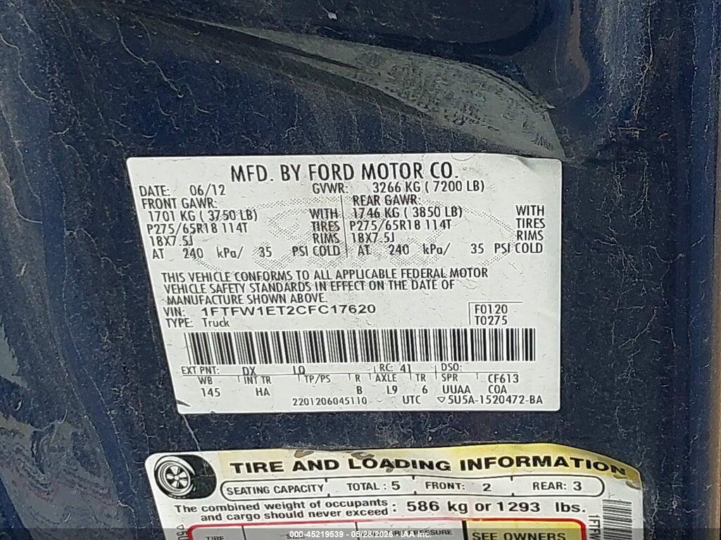 1FTFW1ET2CFC17620 2012 FORD F-150 photo no. 9