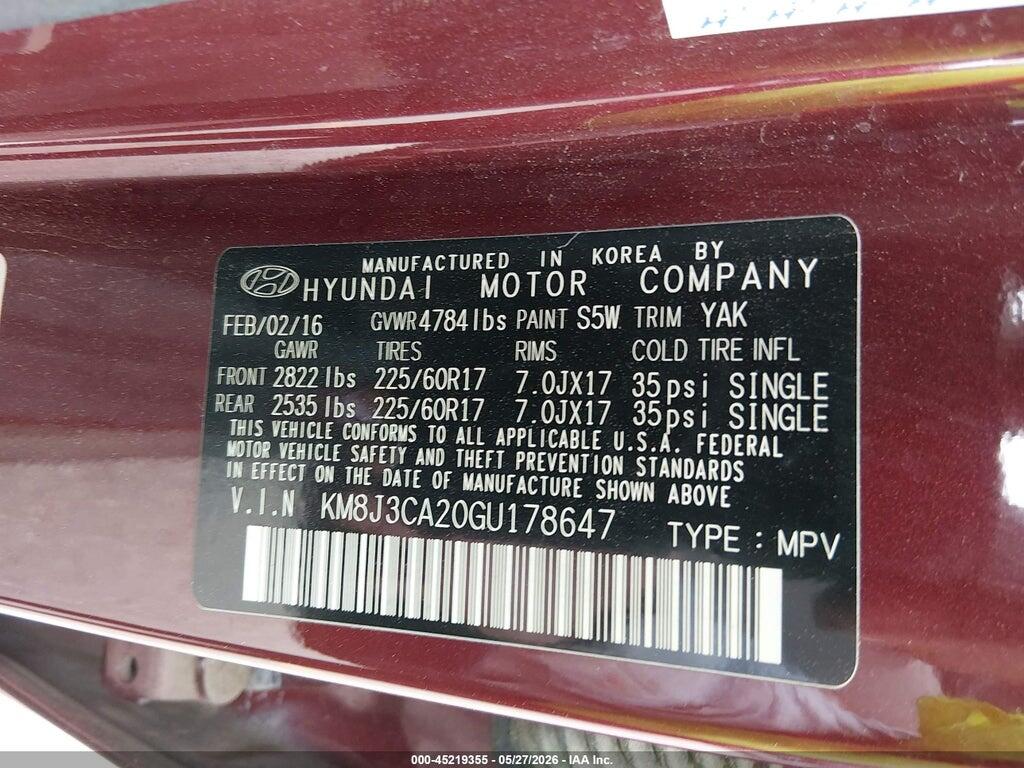 KM8J3CA20GU178647 2016 HYUNDAI TUCSON photo no. 9