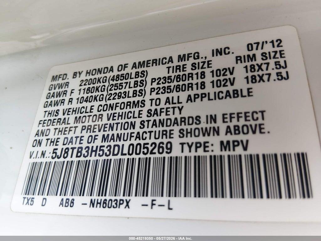 5J8TB3H53DL005269 2013 ACURA RDX photo no. 9