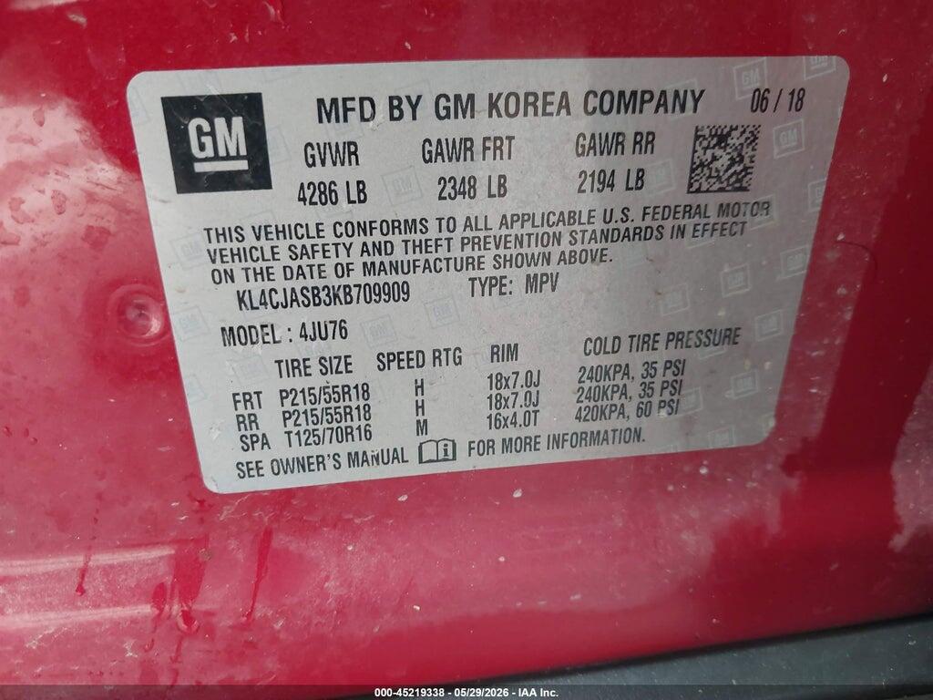 KL4CJASB3KB709909 2019 BUICK ENCORE photo no. 9
