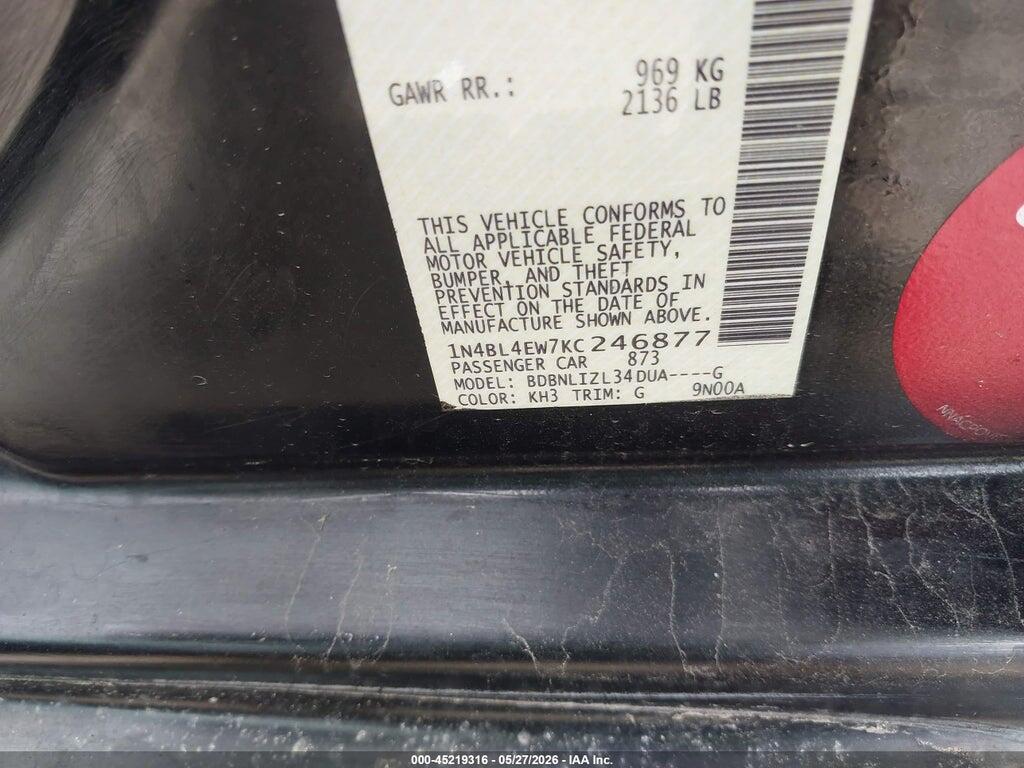 1N4BL4EW7KC246877 2019 NISSAN ALTIMA photo no. 9