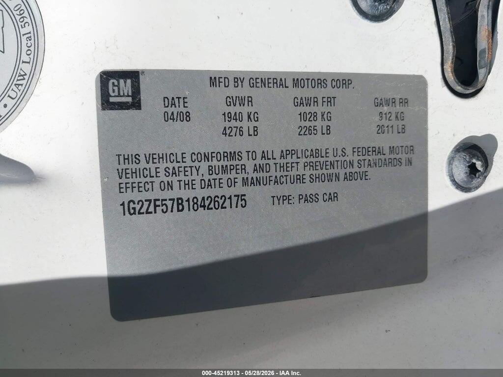 1G2ZF57B184262175 2008 PONTIAC G6 photo no. 9