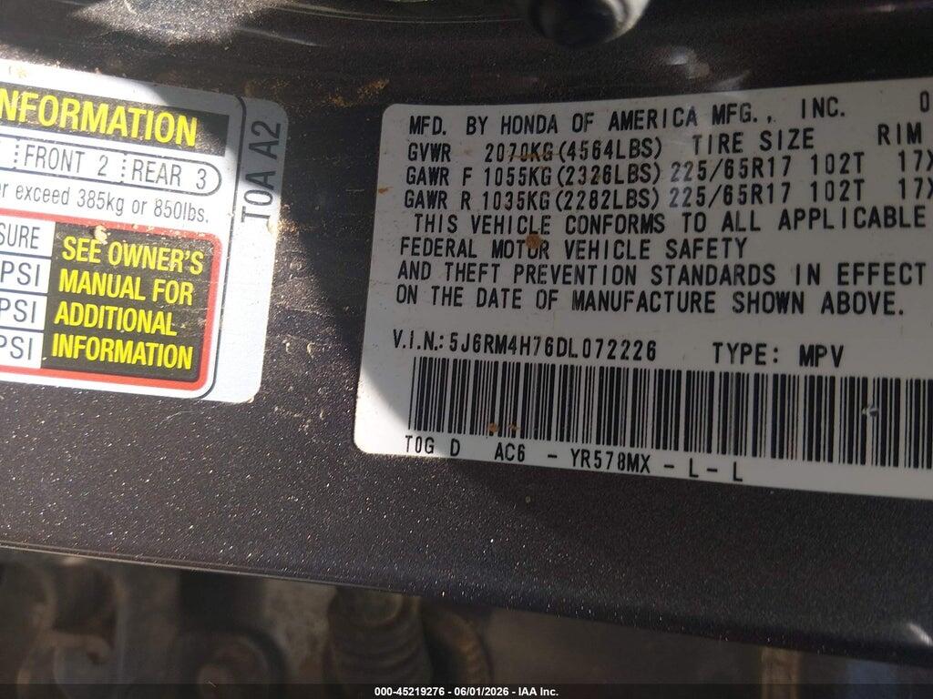 5J6RM4H76DL072226 2013 HONDA CR-V photo no. 9