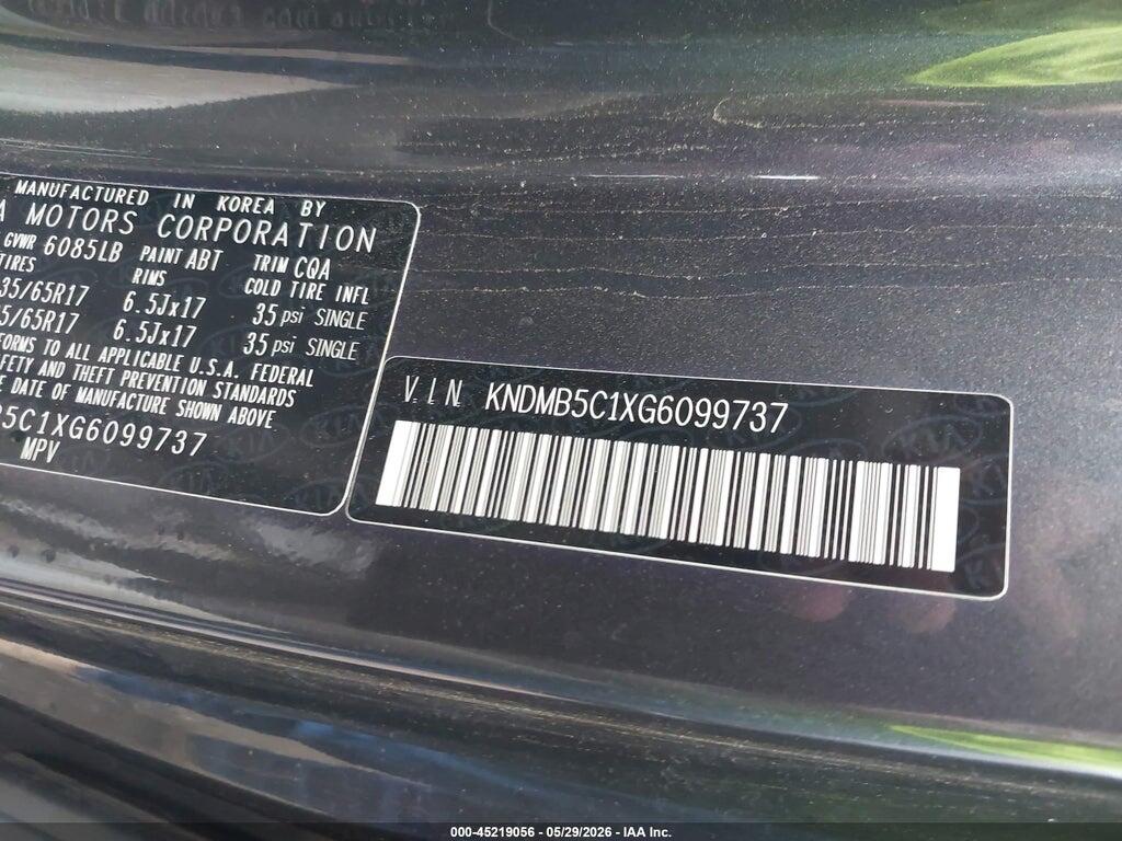 KNDMB5C1XG6099737 2016 KIA SEDONA photo no. 9
