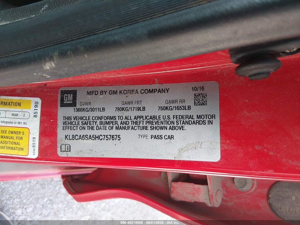 KL8CA6SA5HC757675 2017 CHEVROLET SPARK photo no. 9