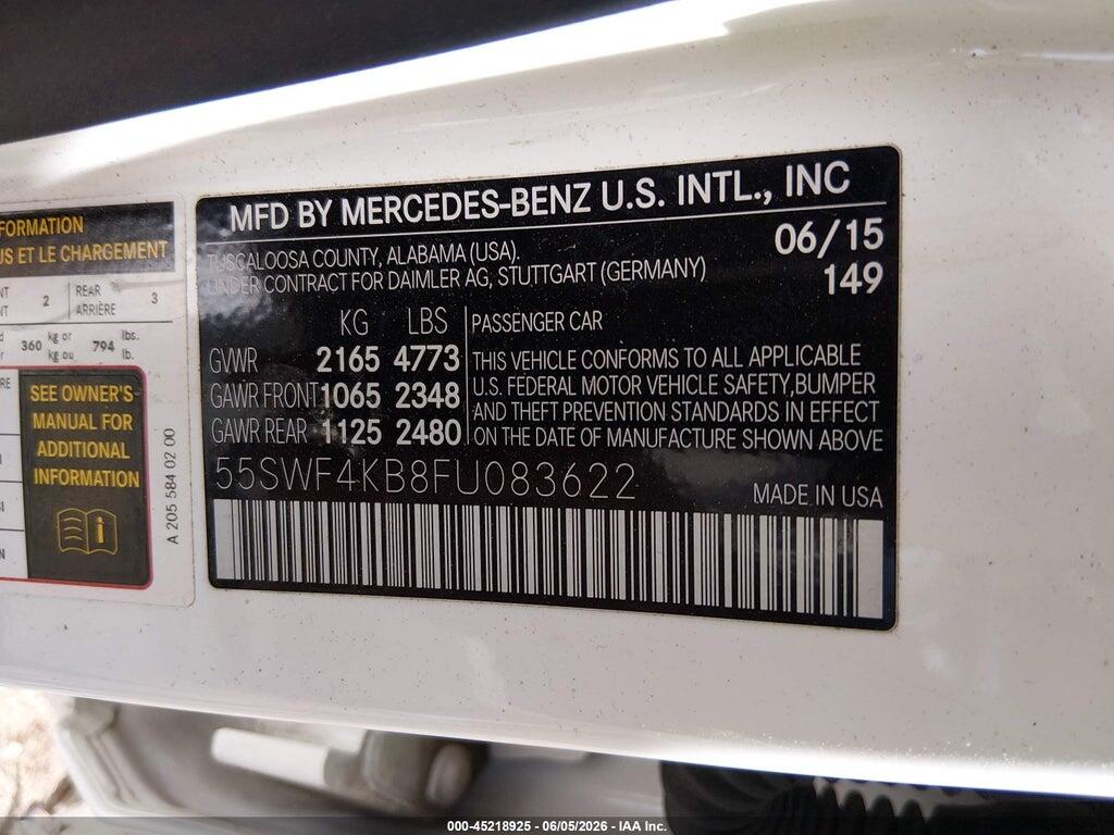 55SWF4KB8FU083622 2015 MERCEDES-BENZ C 300 photo no. 9