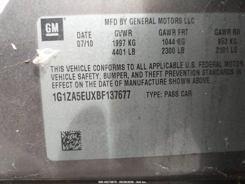 1G1ZA5EUXBF137677 2011 CHEVROLET MALIBU photo no. 9