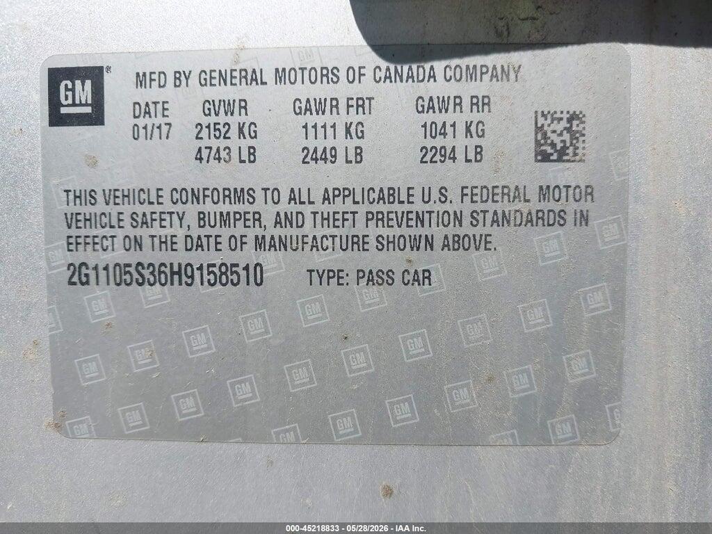 2G1105S36H9158510 2017 CHEVROLET IMPALA photo no. 9