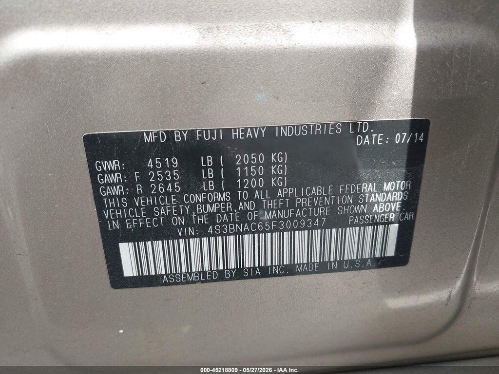 4S3BNAC65F3009347 2015 SUBARU LEGACY photo no. 9