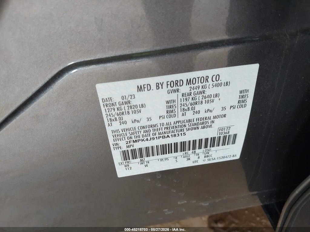 2FMPK4J91PBA18315 2023 FORD EDGE photo no. 9