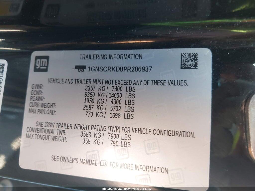 1GNSCRKD0PR206937 2023 CHEVROLET TAHOE photo no. 9