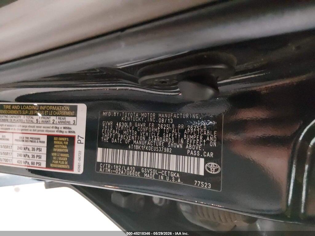 4T1BK1FK0EU537982 2014 TOYOTA CAMRY photo no. 9