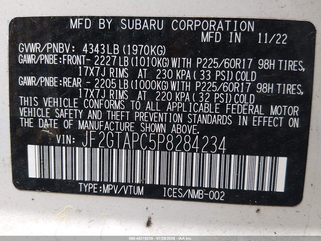 JF2GTAPC5P8284234 2023 SUBARU CROSSTREK photo no. 9