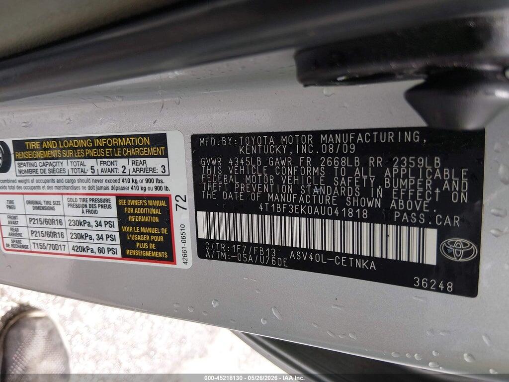 4T1BF3EK0AU041818 2010 TOYOTA CAMRY photo no. 9