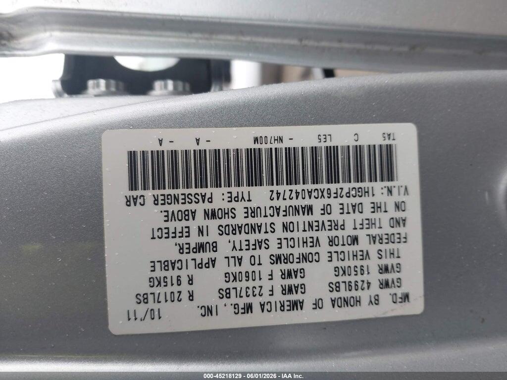 1HGCP2F6XCA042742 2012 HONDA ACCORD photo no. 9