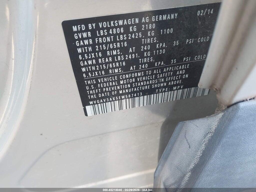 WVGAV3AX5EW587413 2014 VOLKSWAGEN TIGUAN photo no. 9