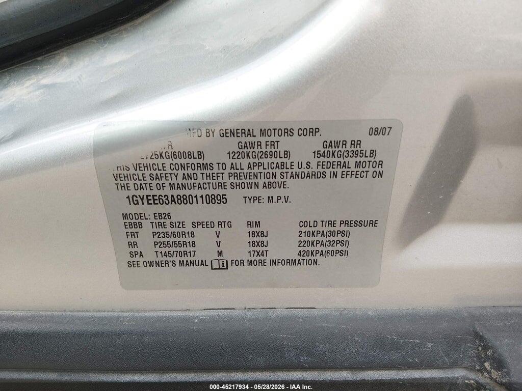 1GYEE63A880110895 2008 CADILLAC SRX photo no. 9