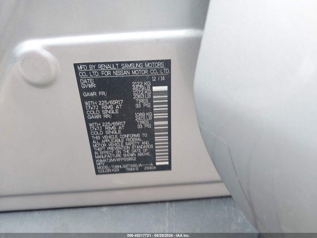 KNMAT2MVXFP519912 2015 NISSAN ROGUE photo no. 9