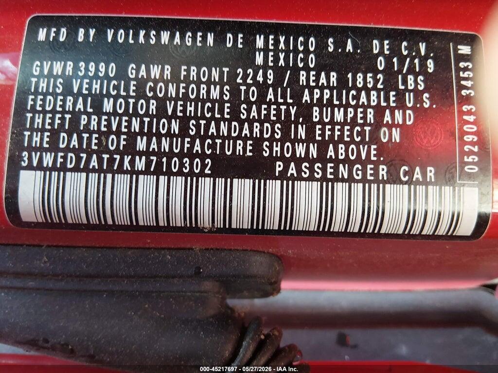3VWFD7AT7KM710302 2019 VOLKSWAGEN BEETLE photo no. 9