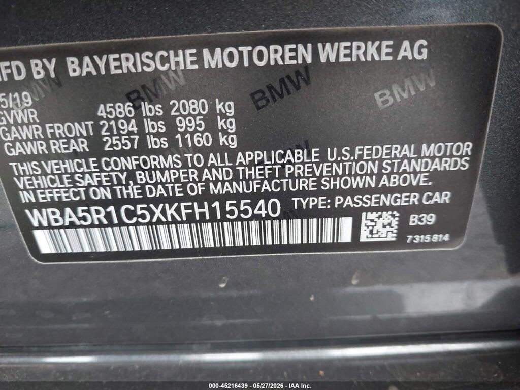 WBA5R1C5XKFH15540 2019 BMW 330I photo no. 9