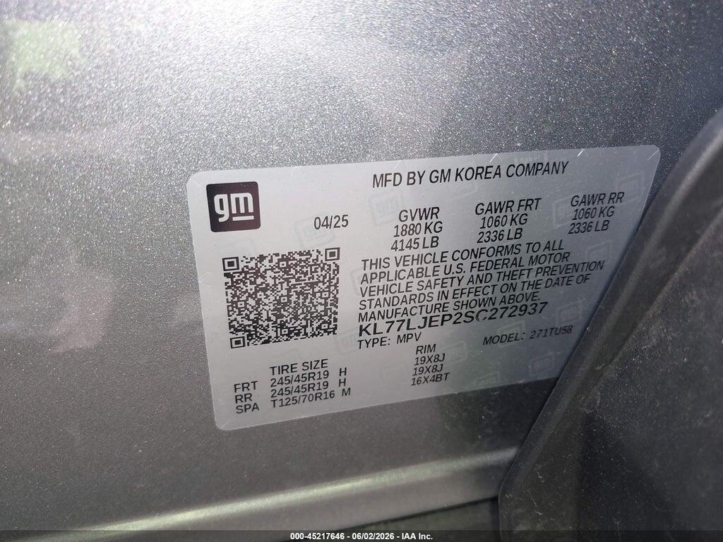 KL77LJEP2SC272937 2025 CHEVROLET TRAX photo no. 9