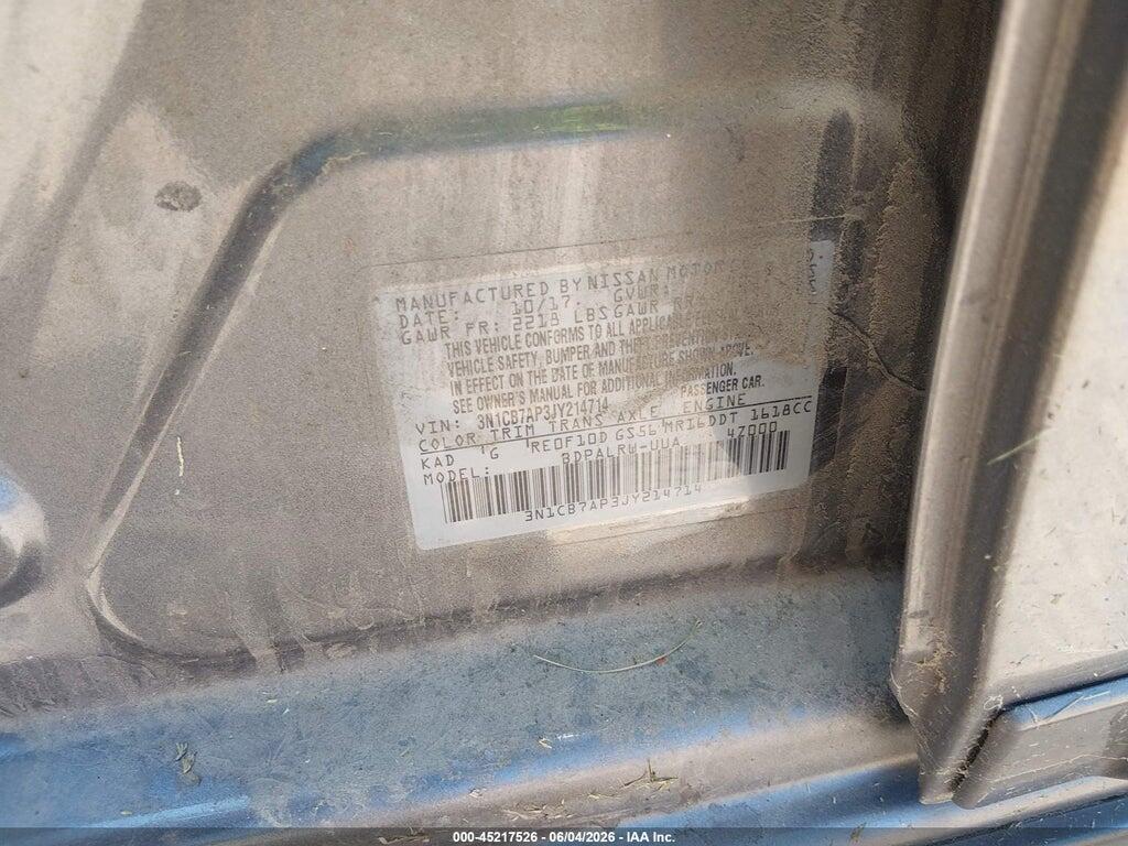 3N1CB7AP3JY214714 2018 NISSAN SENTRA photo no. 9