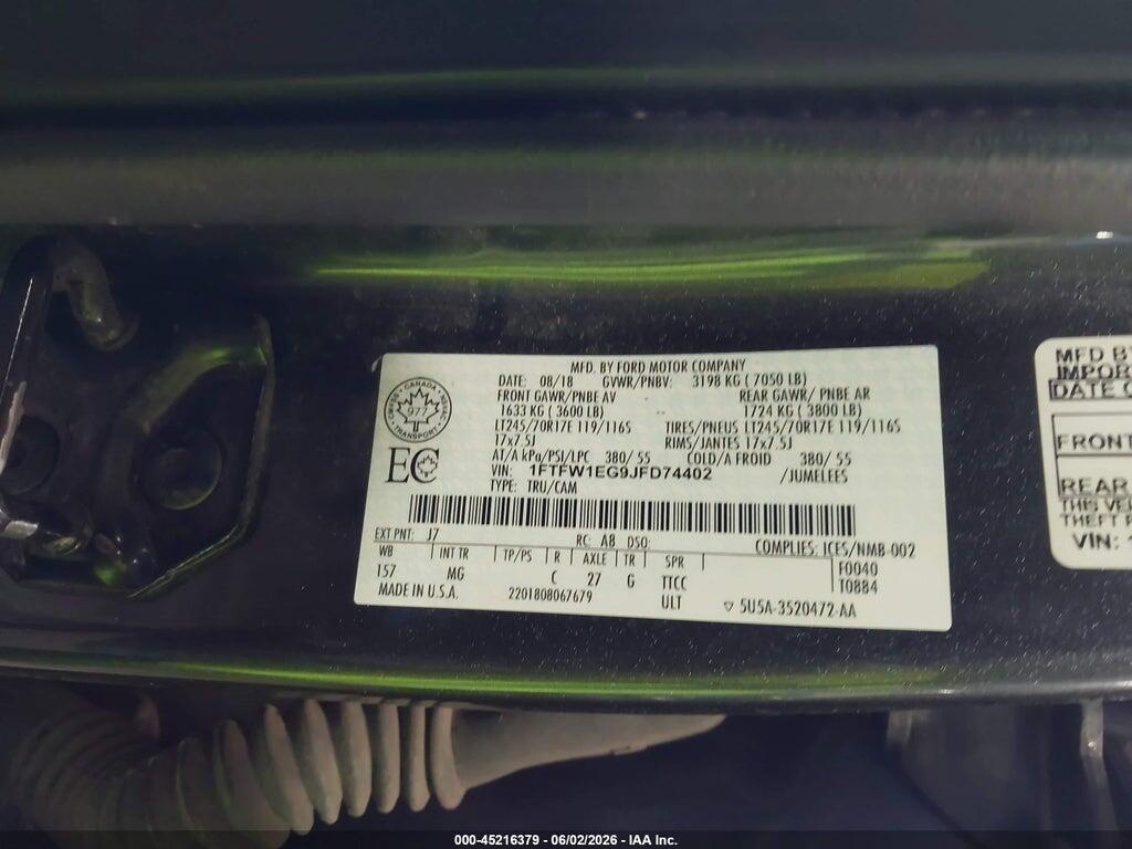 1FTFW1EG9JFD74402 2018 FORD F-150 photo no. 9
