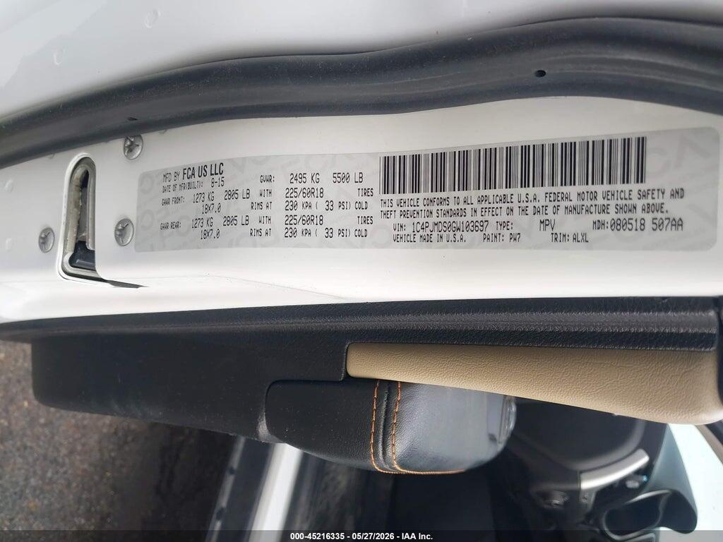 1C4PJMDS0GW103697 2016 JEEP CHEROKEE photo no. 9