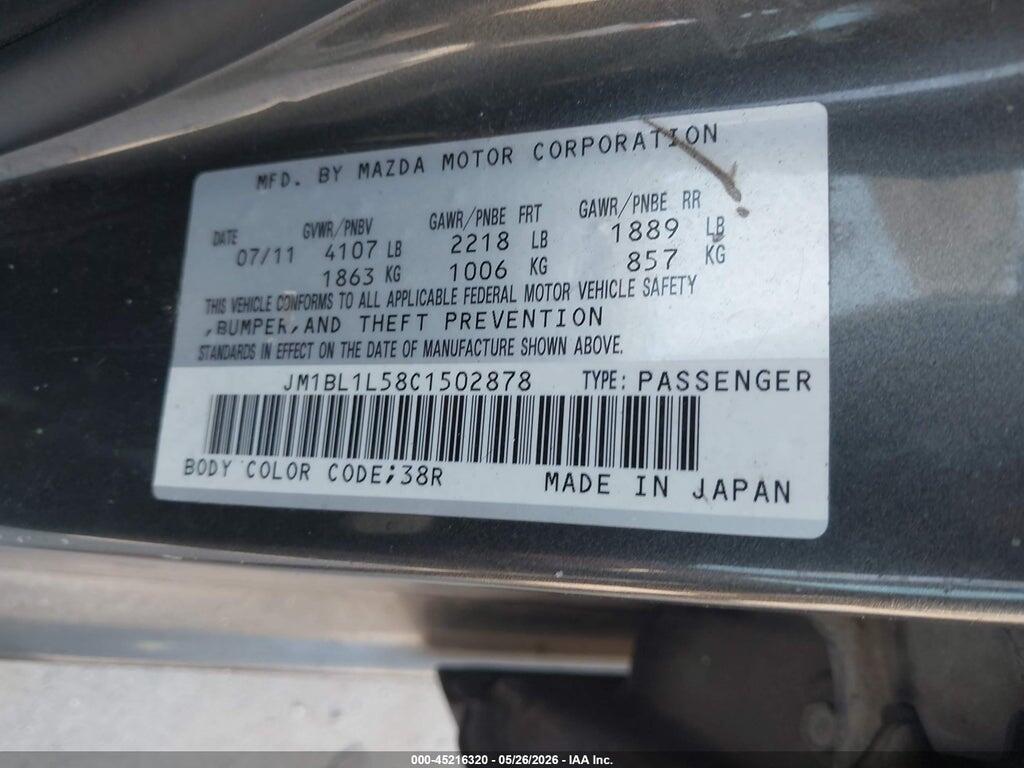 JM1BL1L58C1502878 2012 MAZDA MAZDA3 photo no. 9