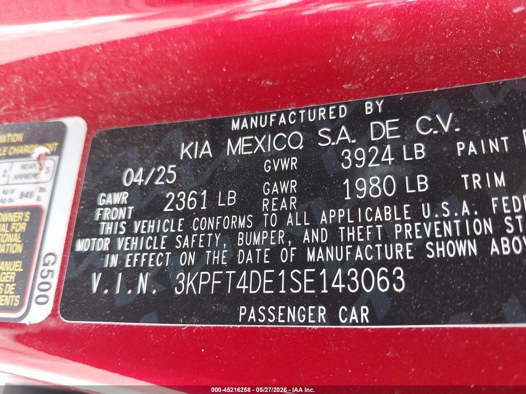 3KPFT4DE1SE143063 2025 KIA K4 photo no. 9