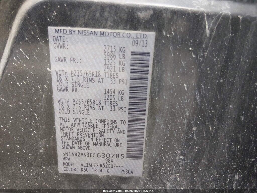 5N1AR2MN3EC630785 2014 NISSAN PATHFINDER photo no. 9
